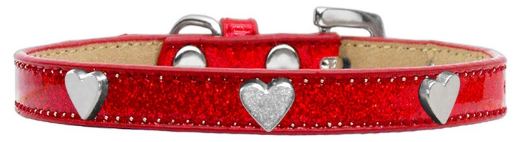 Silver Heart Widget Dog Collar Red Ice Cream Size 10